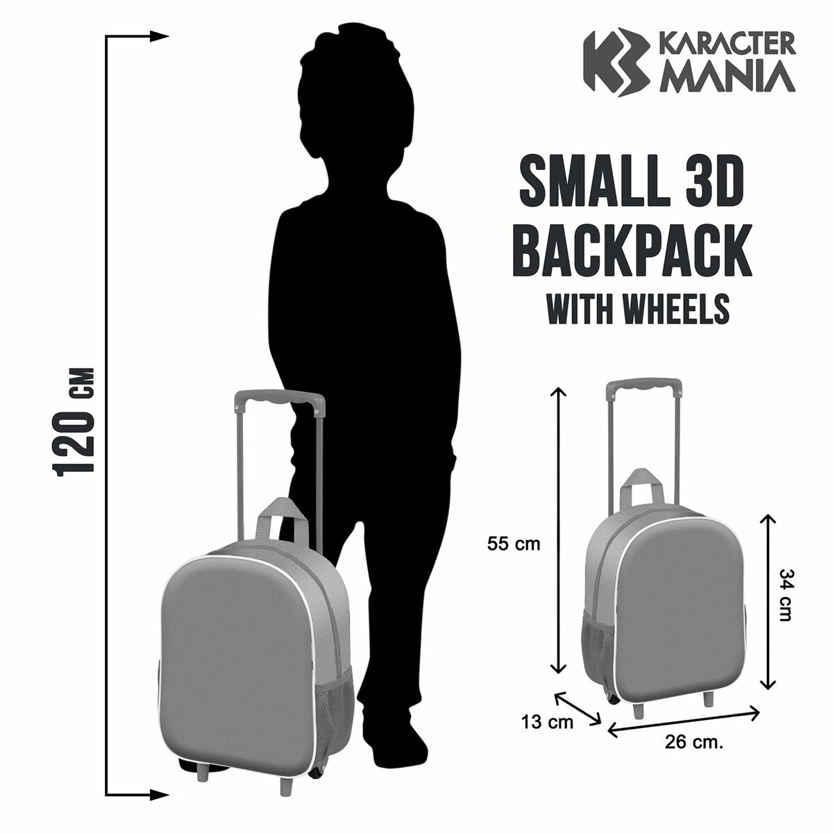 Mochila Escolar con Ruedas Mickey Mouse Mood Rojo Verde 26 x 13 x 34 cm