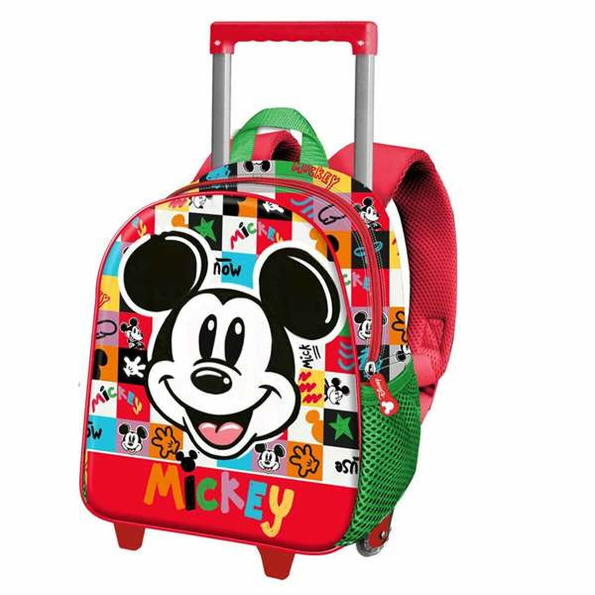 Mochila Escolar con Ruedas Mickey Mouse Mood Rojo Verde 26 x 13 x 34 cm