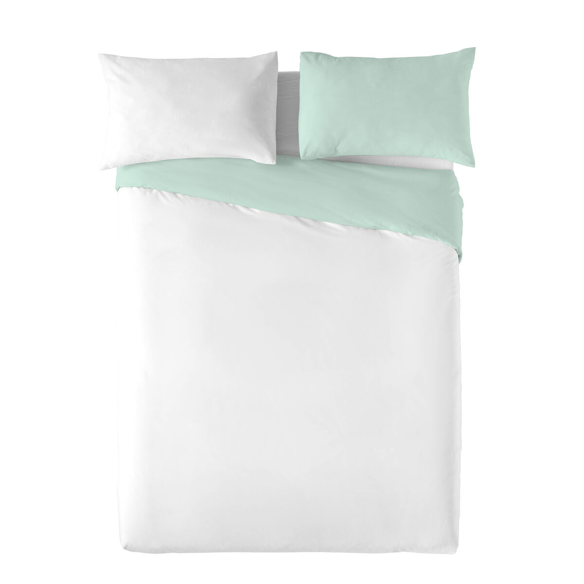Funda Nórdica Naturals FUNDA NORDICA BICOLOR REVERSIBLE Blanco Verde 200 x 200 cm Reversible