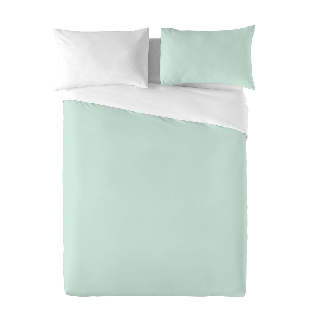 Funda Nórdica Naturals FUNDA NORDICA BICOLOR REVERSIBLE Blanco Verde 200 x 200 cm Reversible