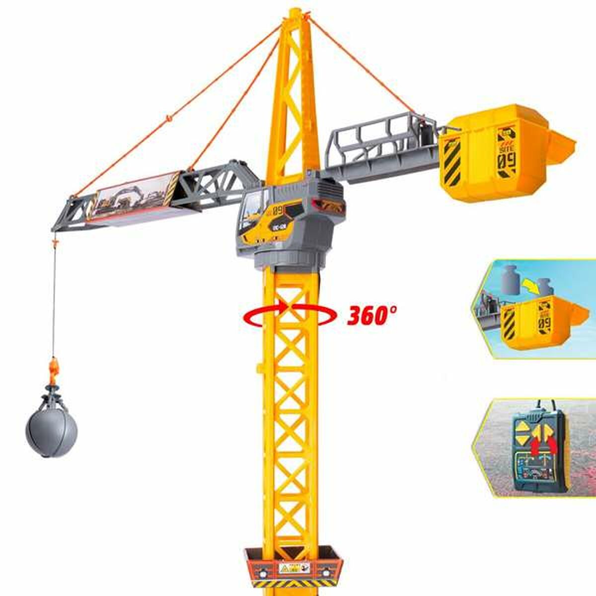 Grúa de Juguete Smoby Mighty Crane Radiocontrol Amarillo Gris