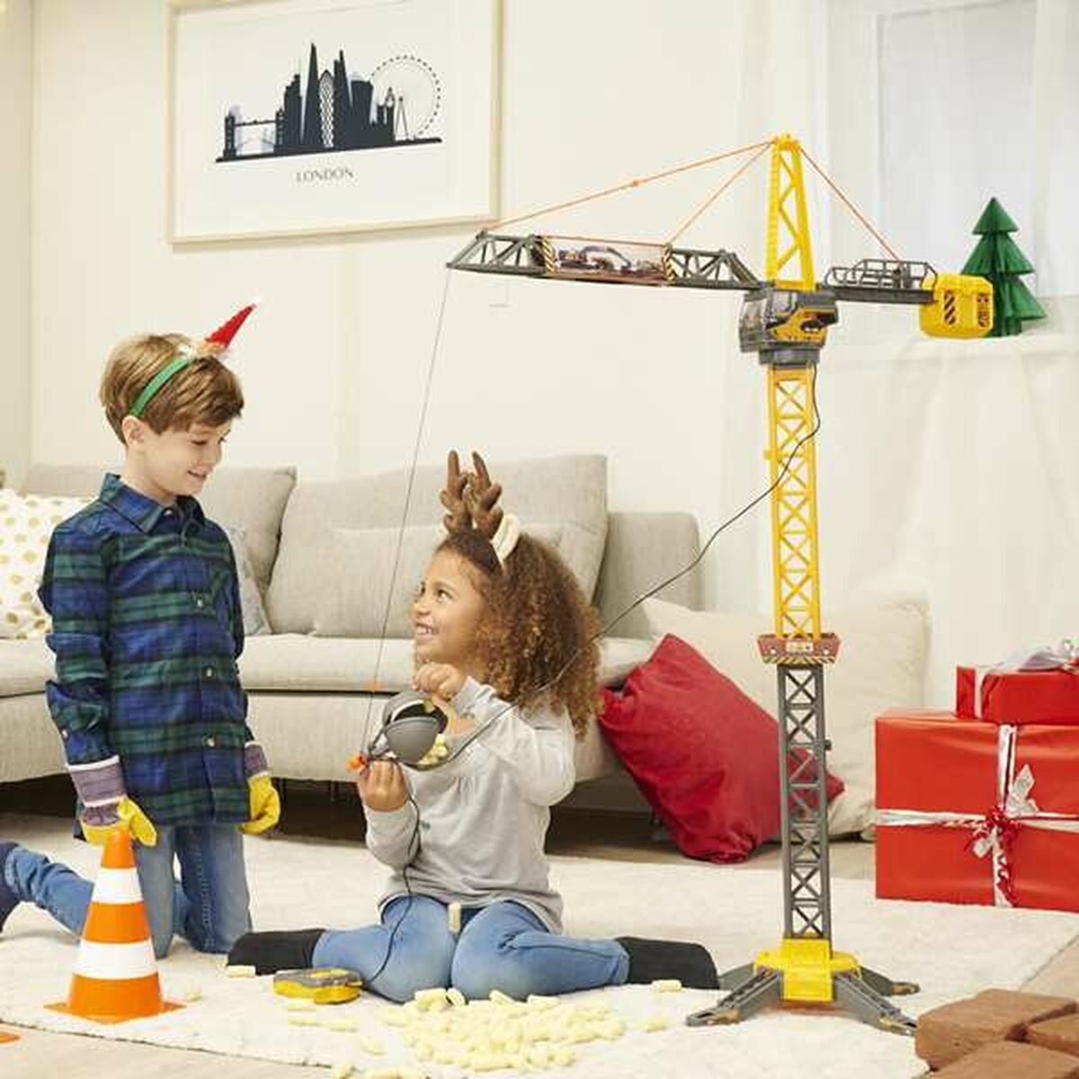 Grúa de Juguete Smoby Mighty Crane Radiocontrol Amarillo Gris