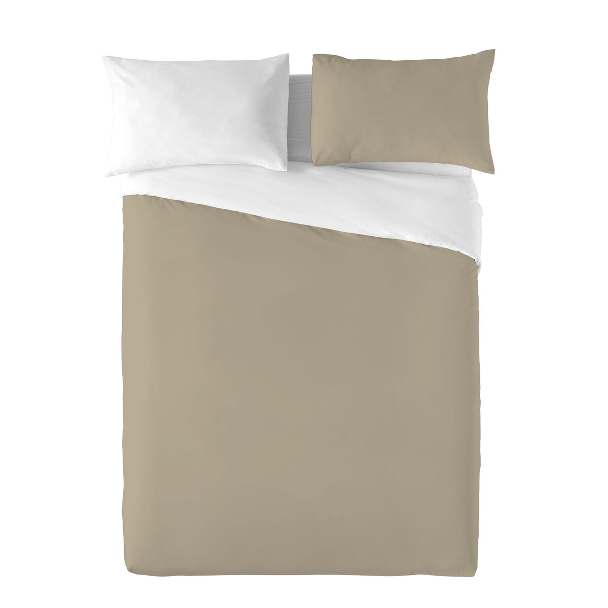 Funda Nórdica Naturals FUNDA NORDICA BICOLOR REVERSIBLE Blanco Beige 140 x 200 cm Reversible