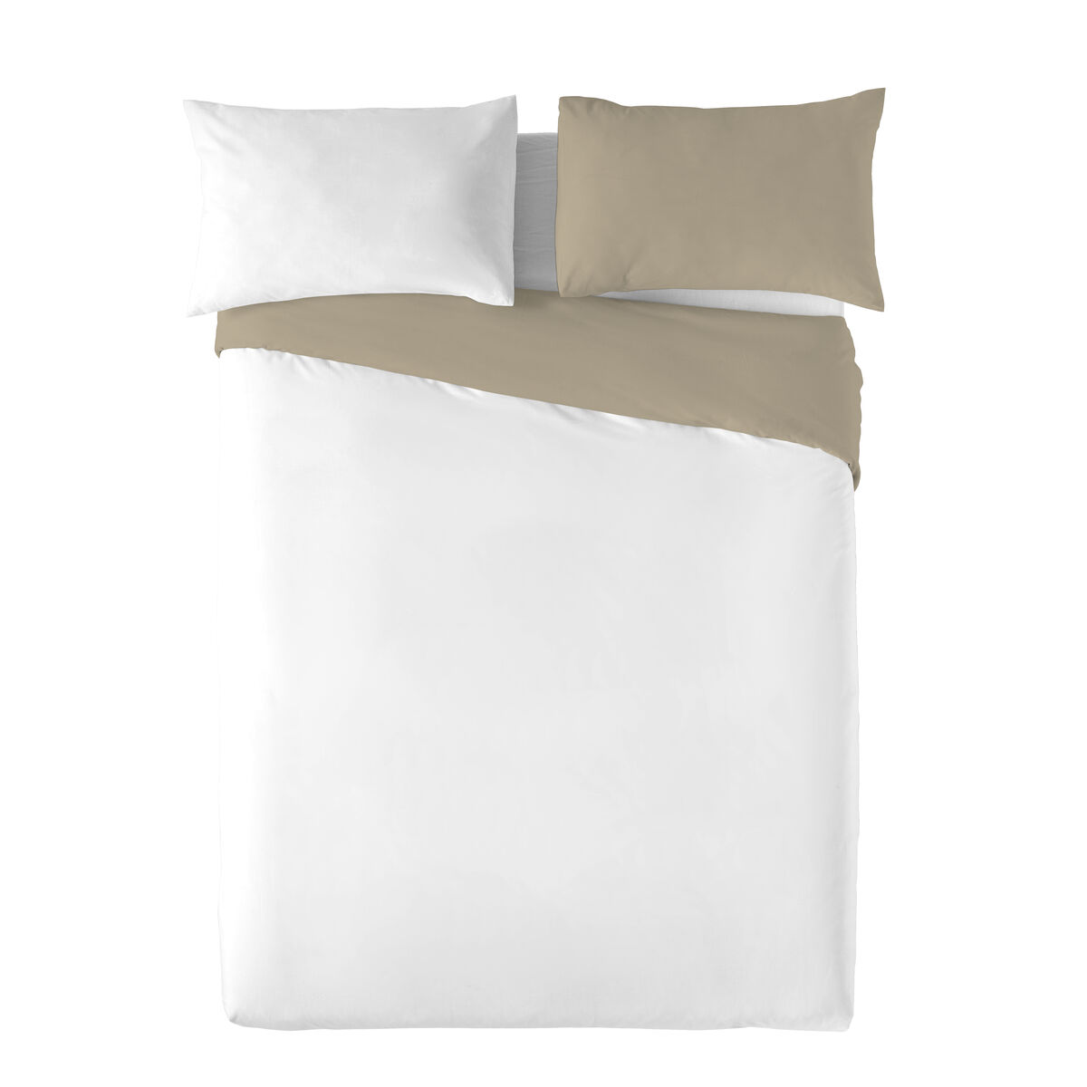 Funda Nórdica Naturals FUNDA NORDICA BICOLOR REVERSIBLE Blanco Beige 140 x 200 cm Reversible