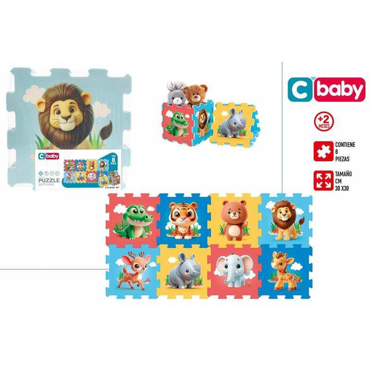 Puzzle Colorbaby 120 x 60 cm Multicolor Animales 8 Piezas