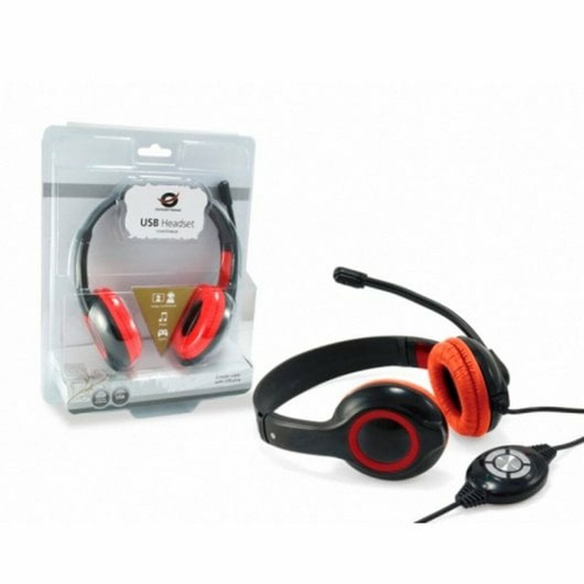 Auriculares con Micrófono Conceptronic CCHATSTARU2R Negro Rojo 2 m