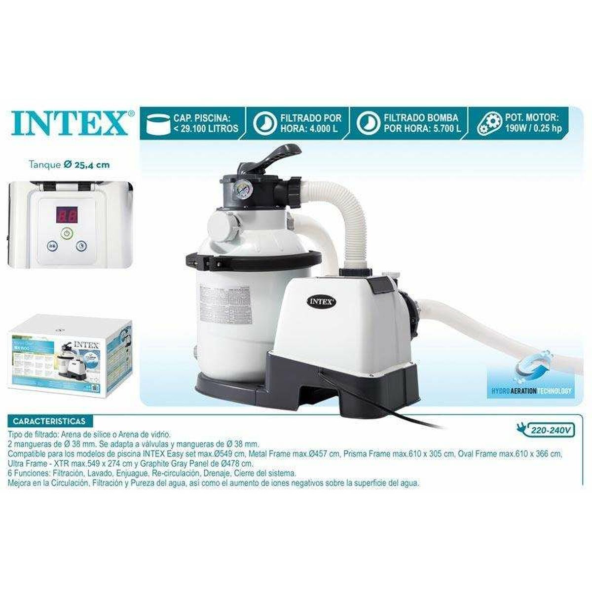 Depuradora para Piscina Intex Kristal Clear 29100 L (Reacondicionado A)