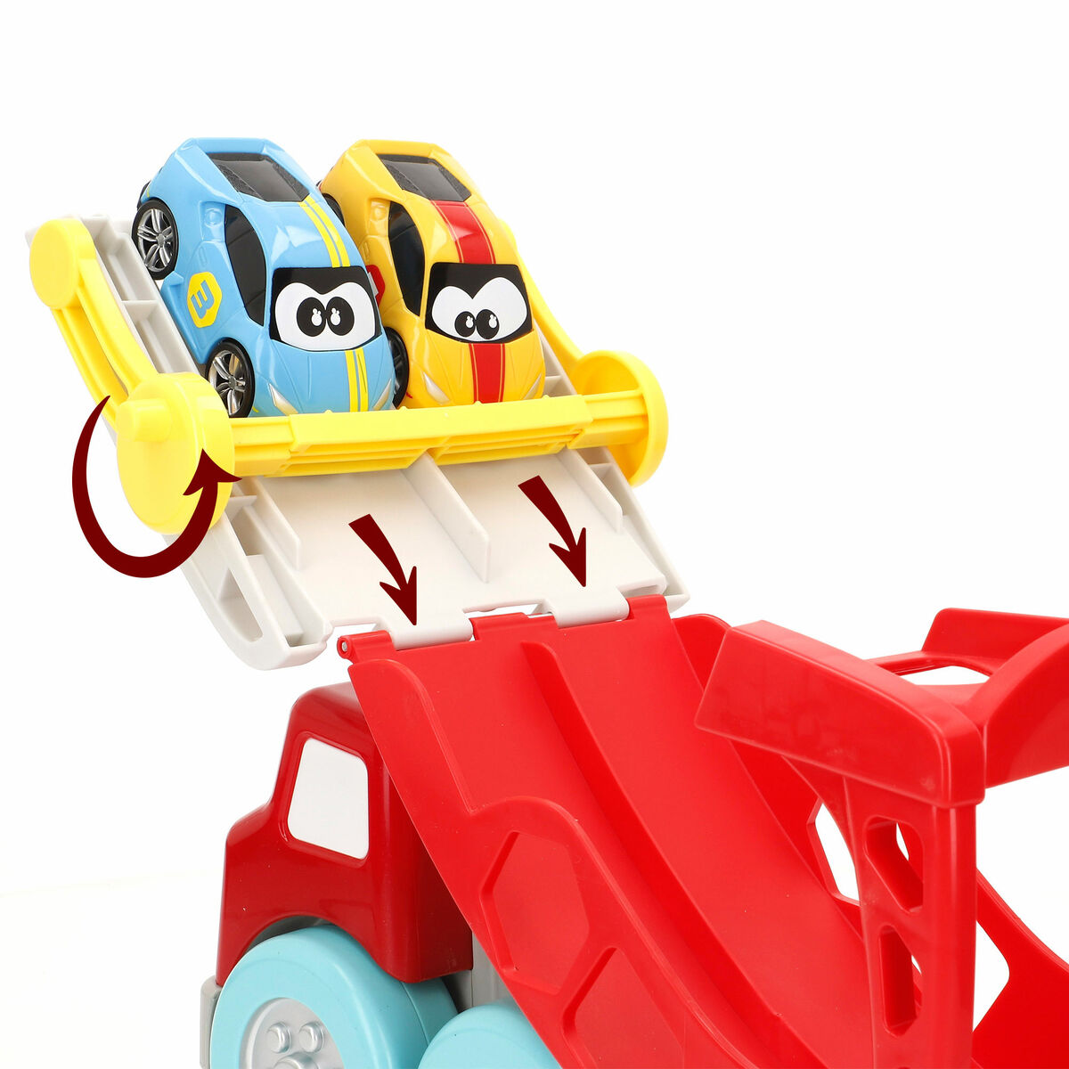 Camión Portavehículos y Coches 8 Piezas (2 Unidades)