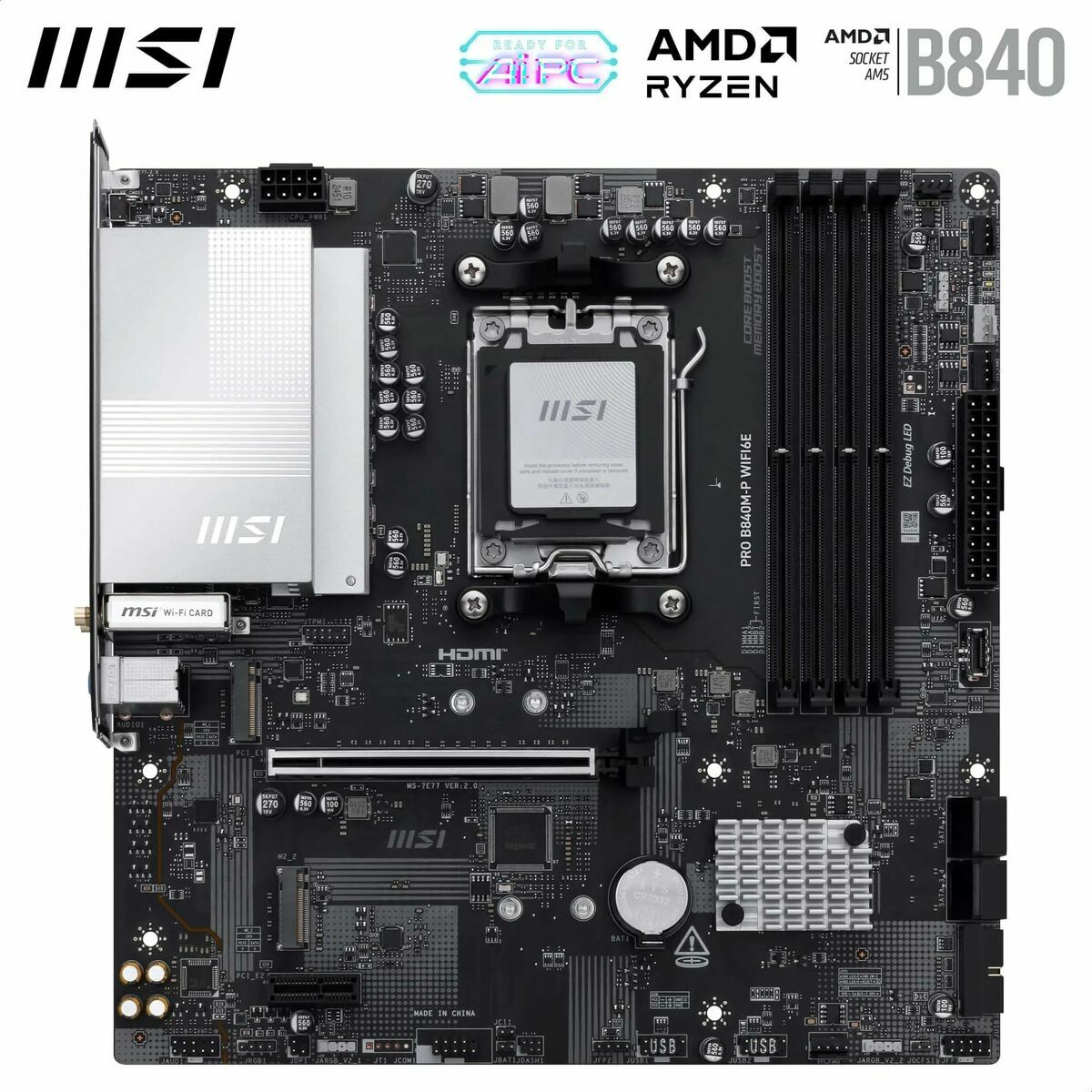 Placa Base MSI PRO B840M-P WIFI6E AMD AM5 AMD