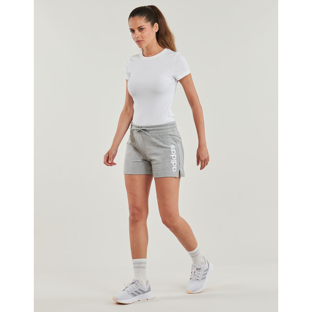 Pantalones Cortos Deportivos para Mujer Adidas W LIN FT SHO JD4960 Gris