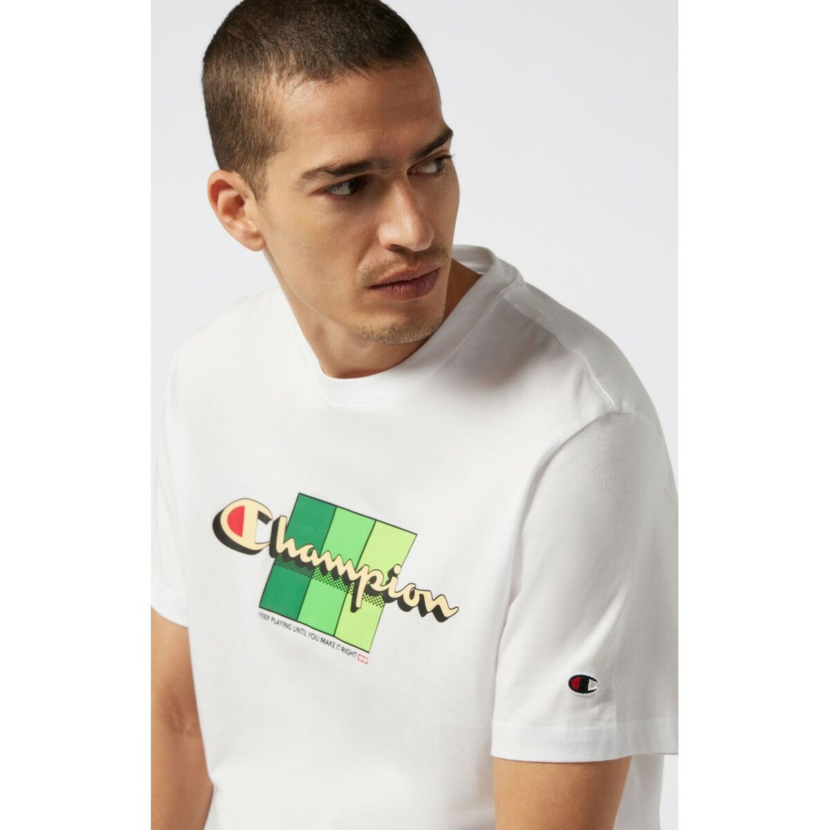 Camiseta de Manga Corta Hombre Champion CHAMPION SS TEE 221219 Blanco