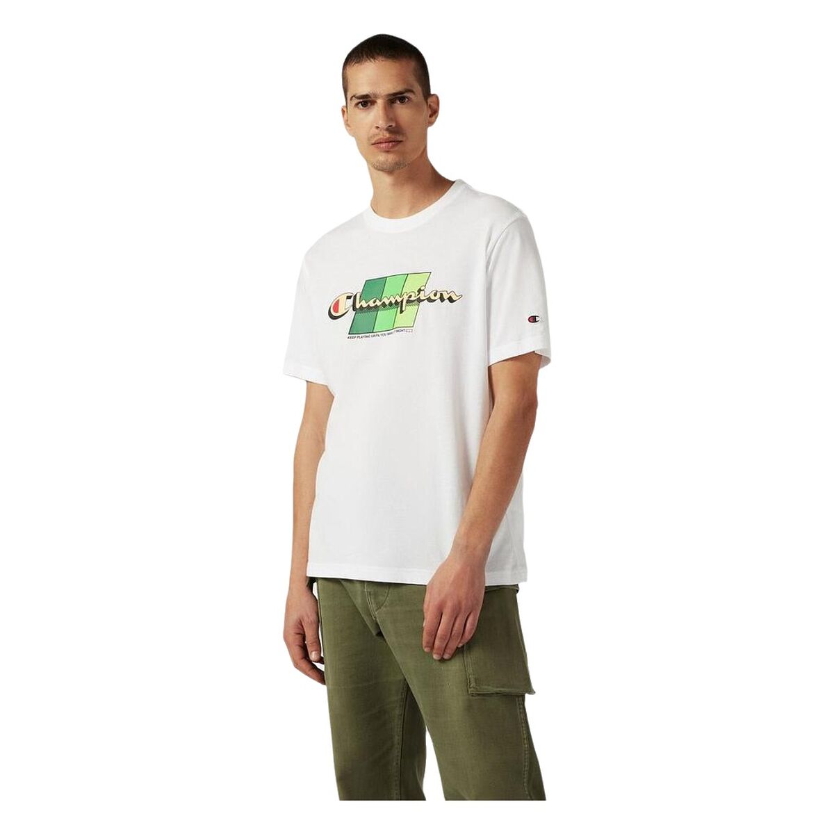 Camiseta de Manga Corta Hombre Champion CHAMPION SS TEE 221219 Blanco