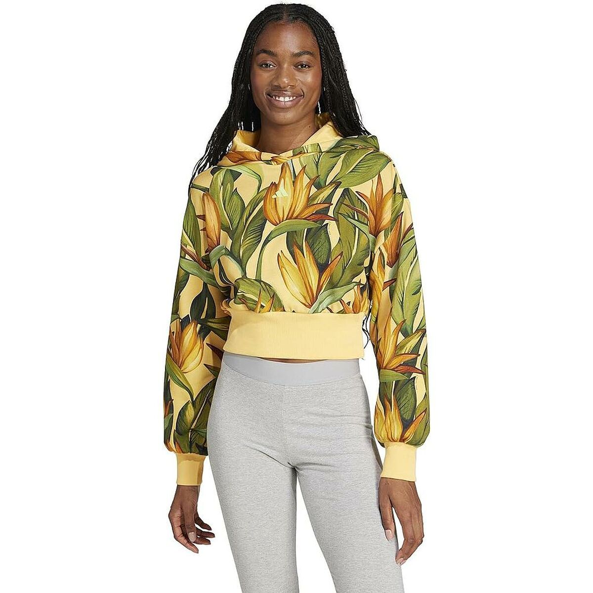 Sudadera con Capucha Mujer Adidas FARM HOODIE JD6282 Amarillo