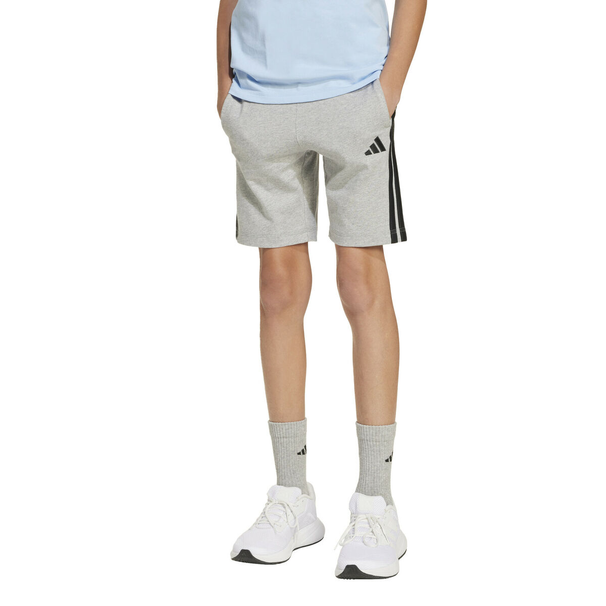 Pantalones Cortos Deportivos para Niños Adidas J 3S KN SH 210 JD6496 Gris