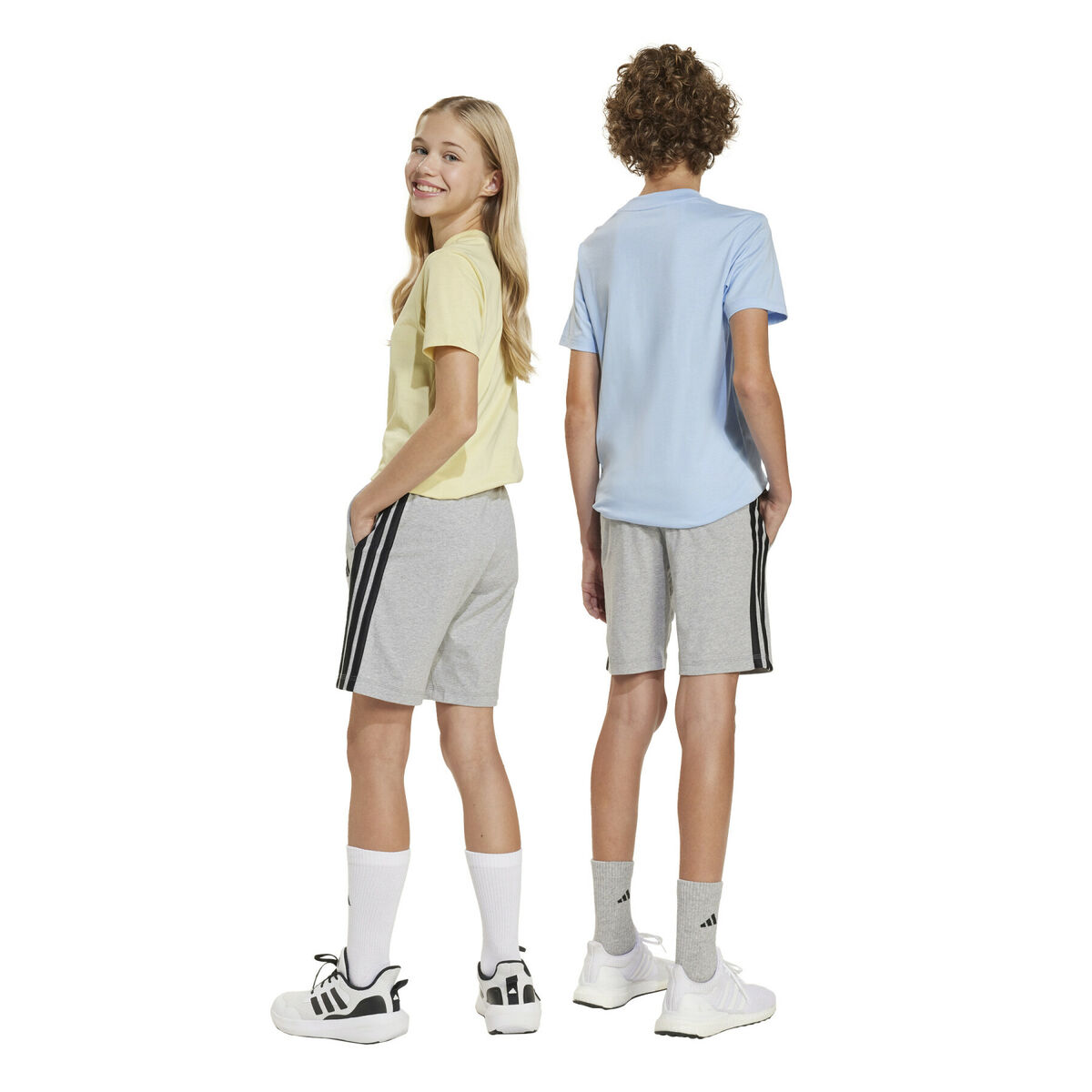 Pantalones Cortos Deportivos para Niños Adidas J 3S KN SH 210 JD6496 Gris