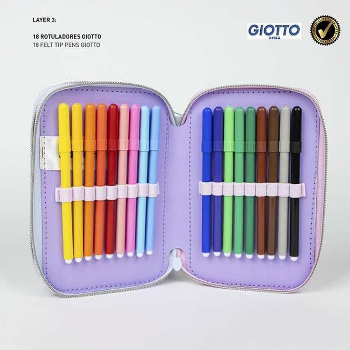Plumier Doble Stitch Lila 12,5 x 6,5 x 19,5 cm 43 Piezas