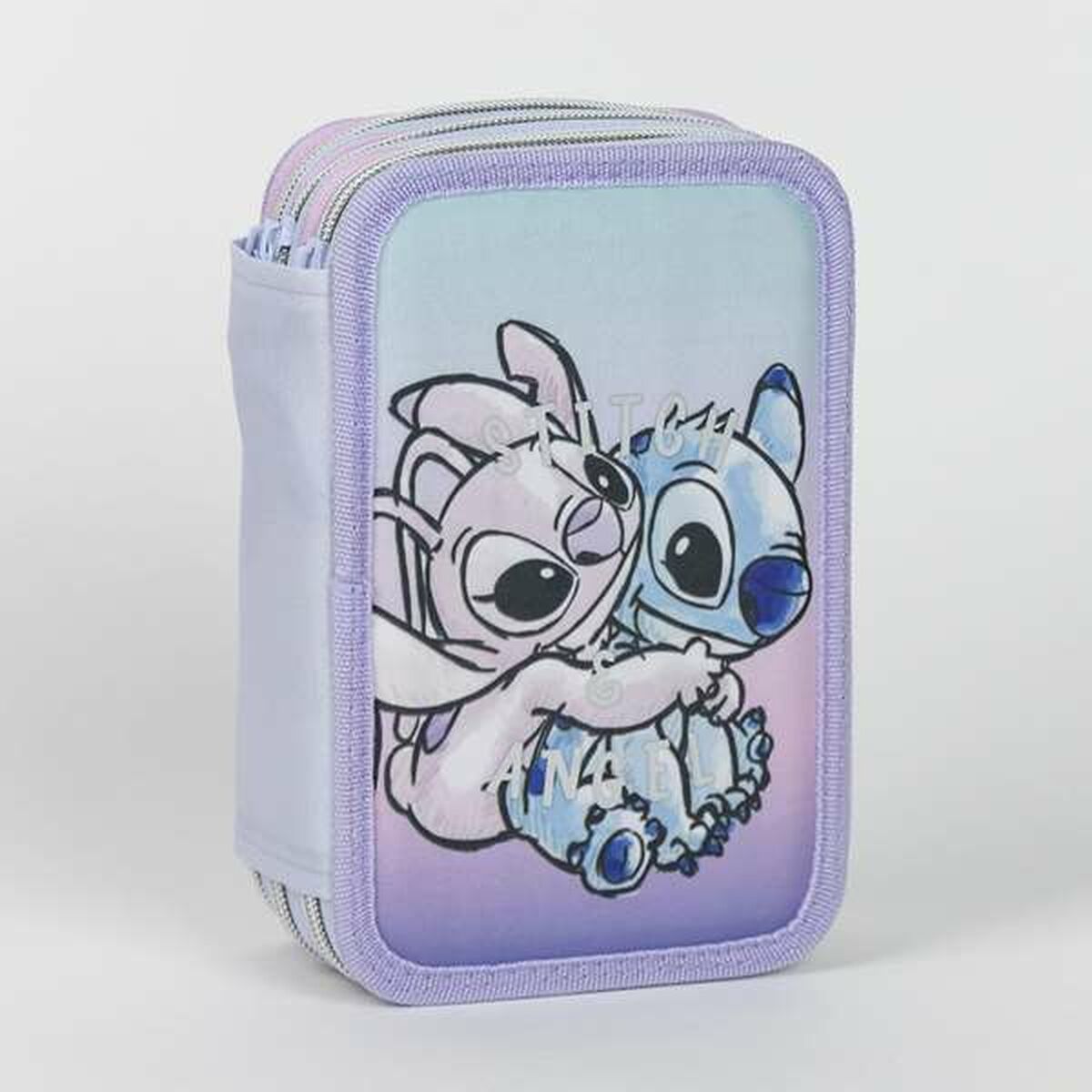 Plumier Doble Stitch Lila 12,5 x 6,5 x 19,5 cm 43 Piezas
