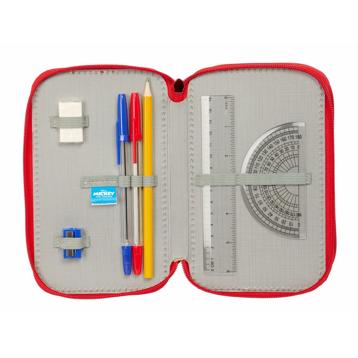 Plumier Triple Mickey Mouse Rojo 12,5 x 19,5 x 5,5 cm 37 Piezas