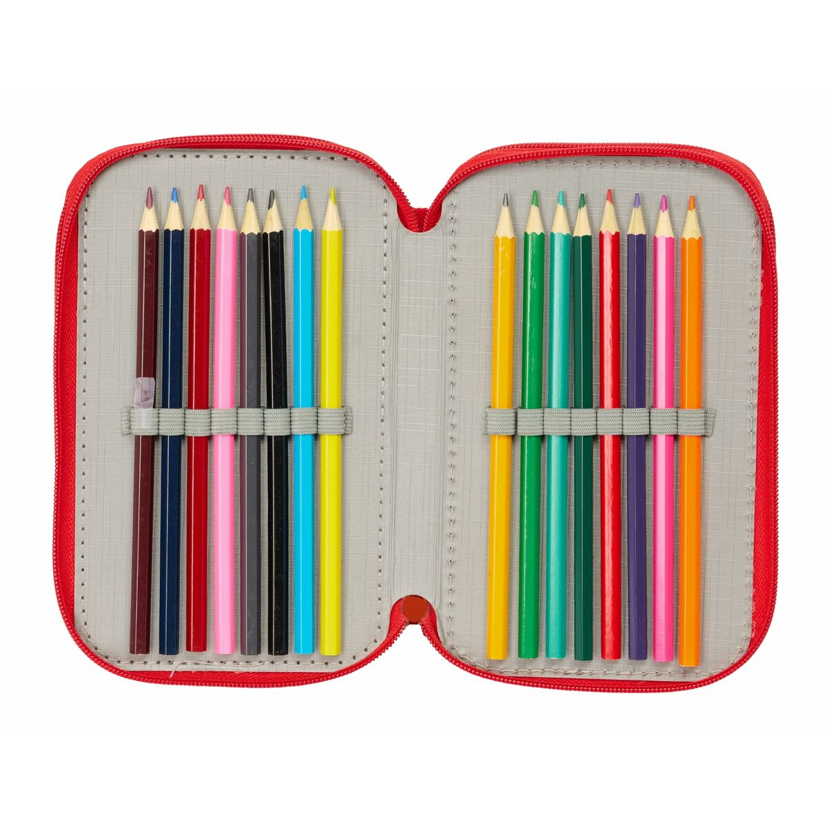 Plumier Triple Mickey Mouse Rojo 12,5 x 19,5 x 5,5 cm 37 Piezas