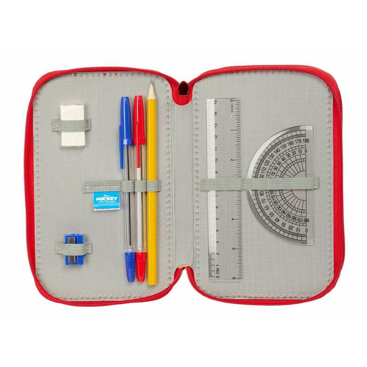 Plumier Triple Mickey Mouse Rojo 12,5 x 19,5 x 5,5 cm 37 Piezas