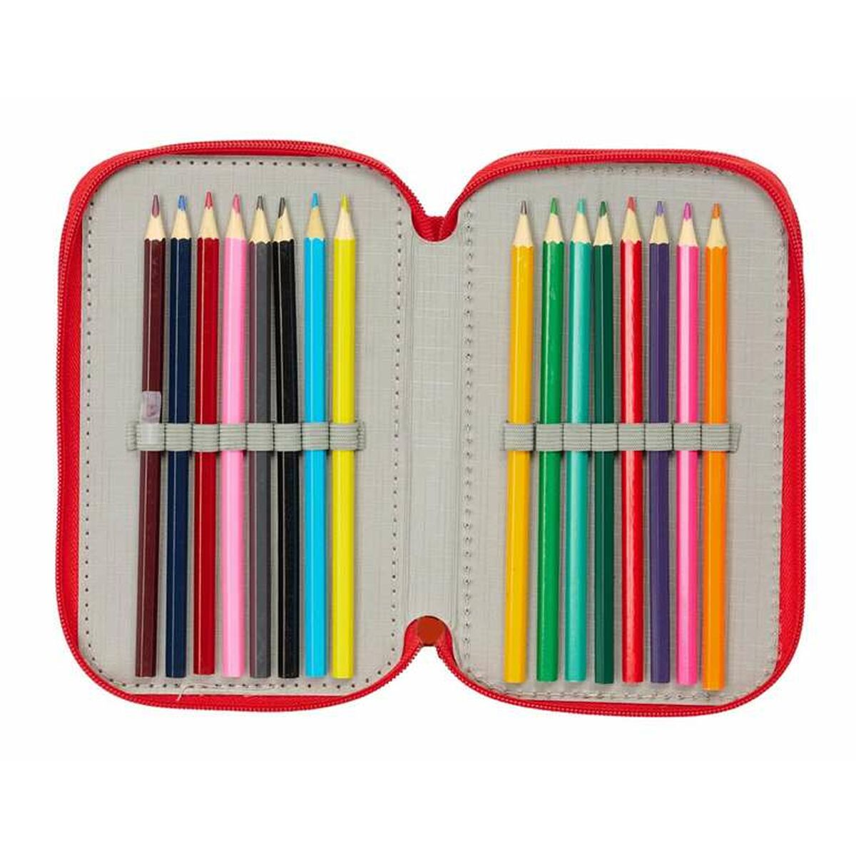 Plumier Triple Mickey Mouse Rojo 12,5 x 19,5 x 5,5 cm 37 Piezas