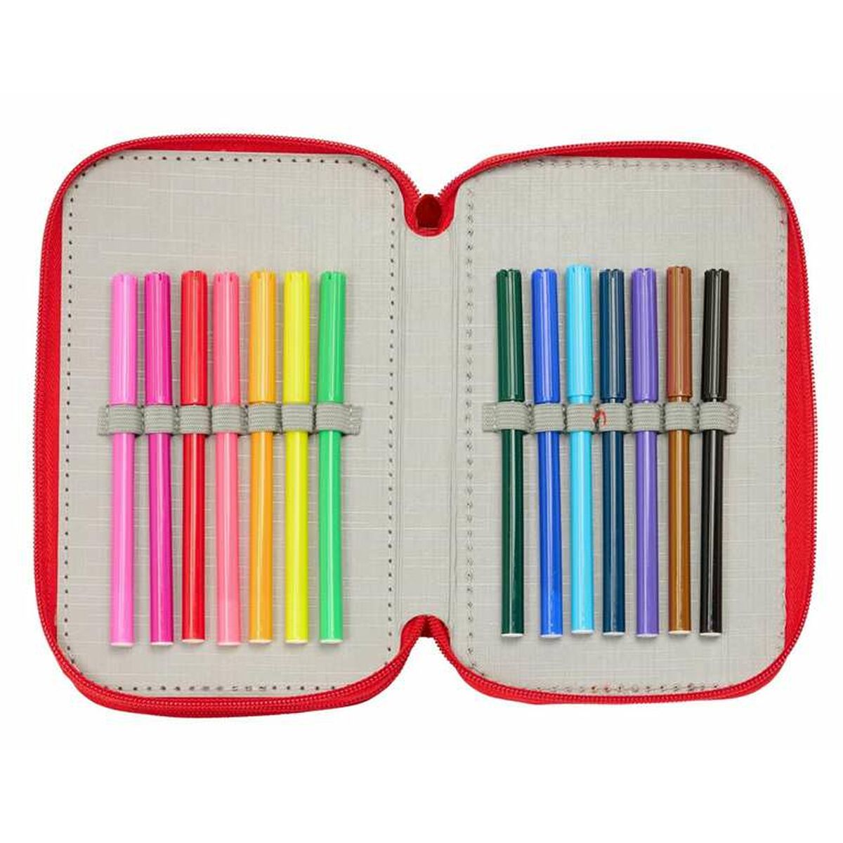 Plumier Triple Mickey Mouse Rojo 12,5 x 19,5 x 5,5 cm 37 Piezas