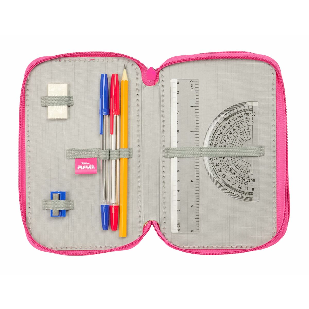 Plumier Triple Minnie Mouse Rosa 12,5 x 19,5 x 5,5 cm 37 Piezas