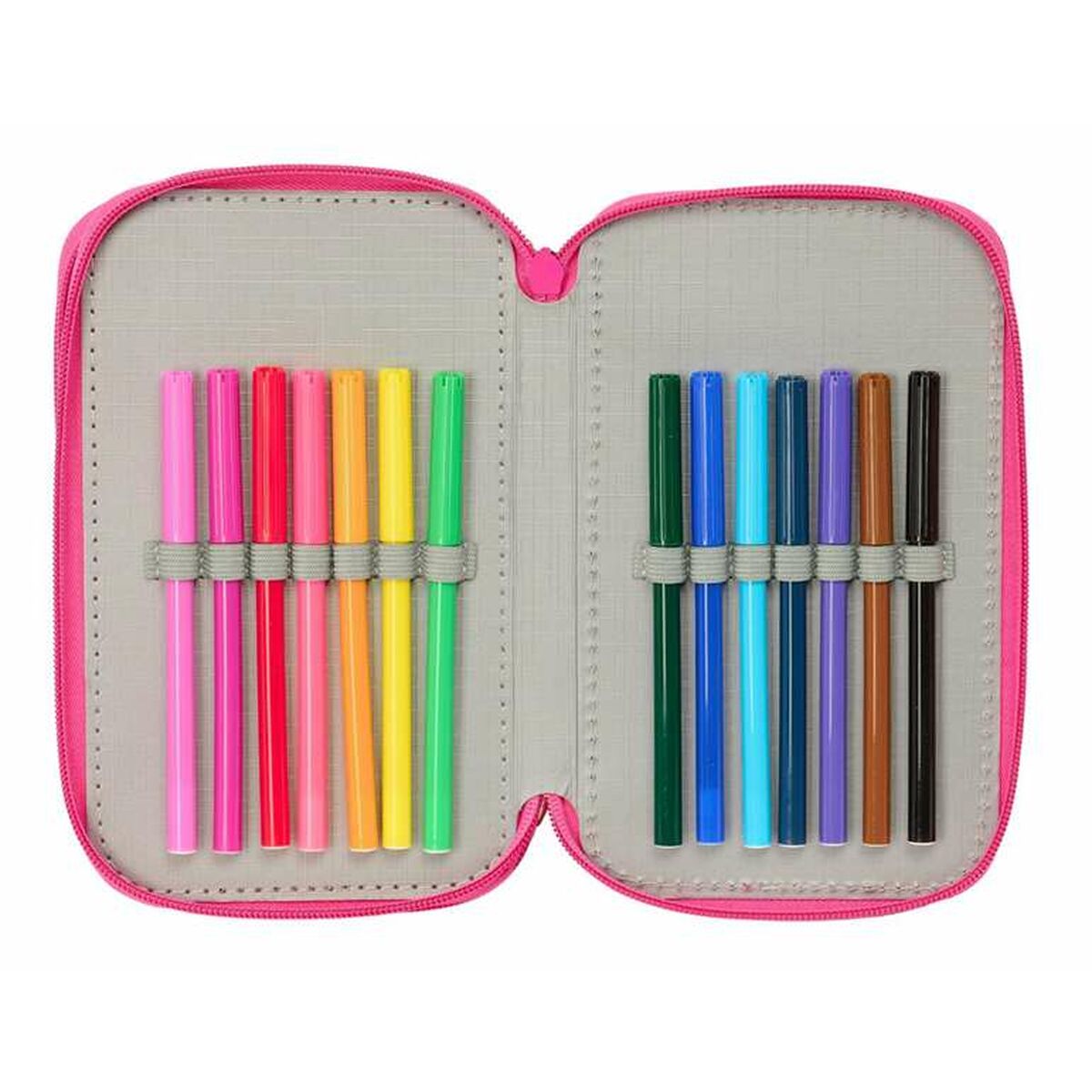 Plumier Triple Minnie Mouse Rosa 12,5 x 19,5 x 5,5 cm 37 Piezas