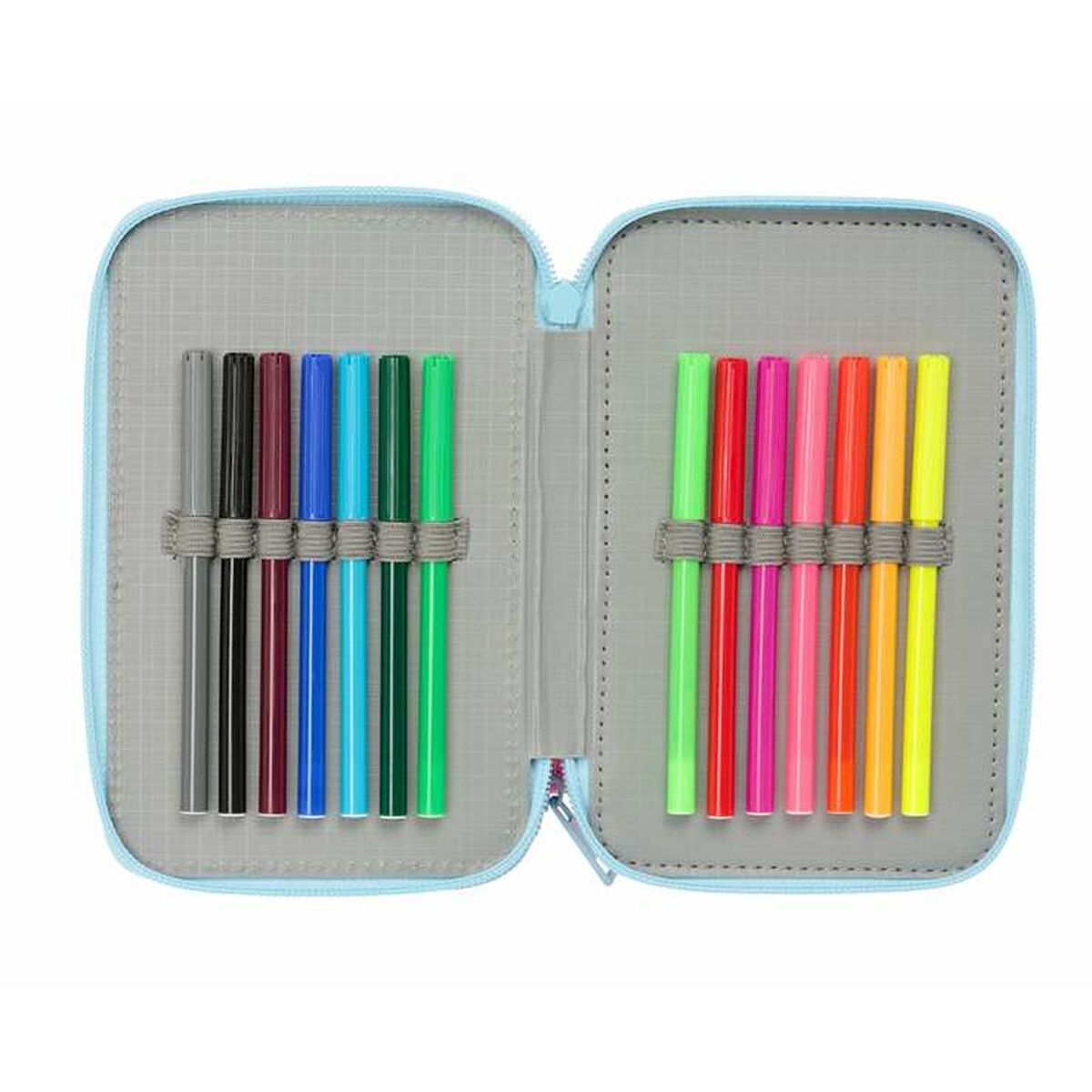 Plumier Triple Peppa Pig Azul 12,5 x 19,5 x 5,5 cm 37 Piezas