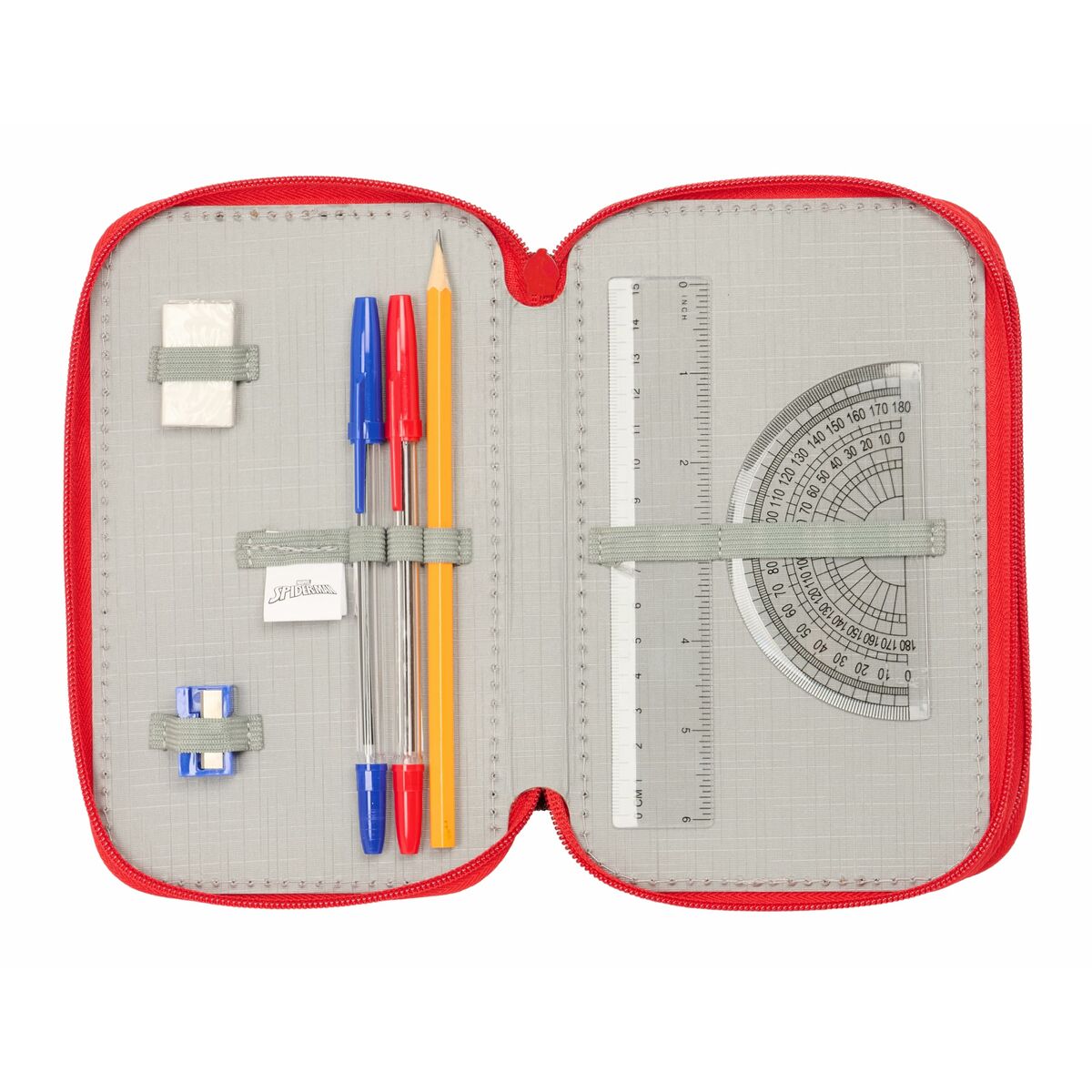 Plumier Triple Spider-Man Negro 12,5 x 19,5 x 5,5 cm 37 Piezas