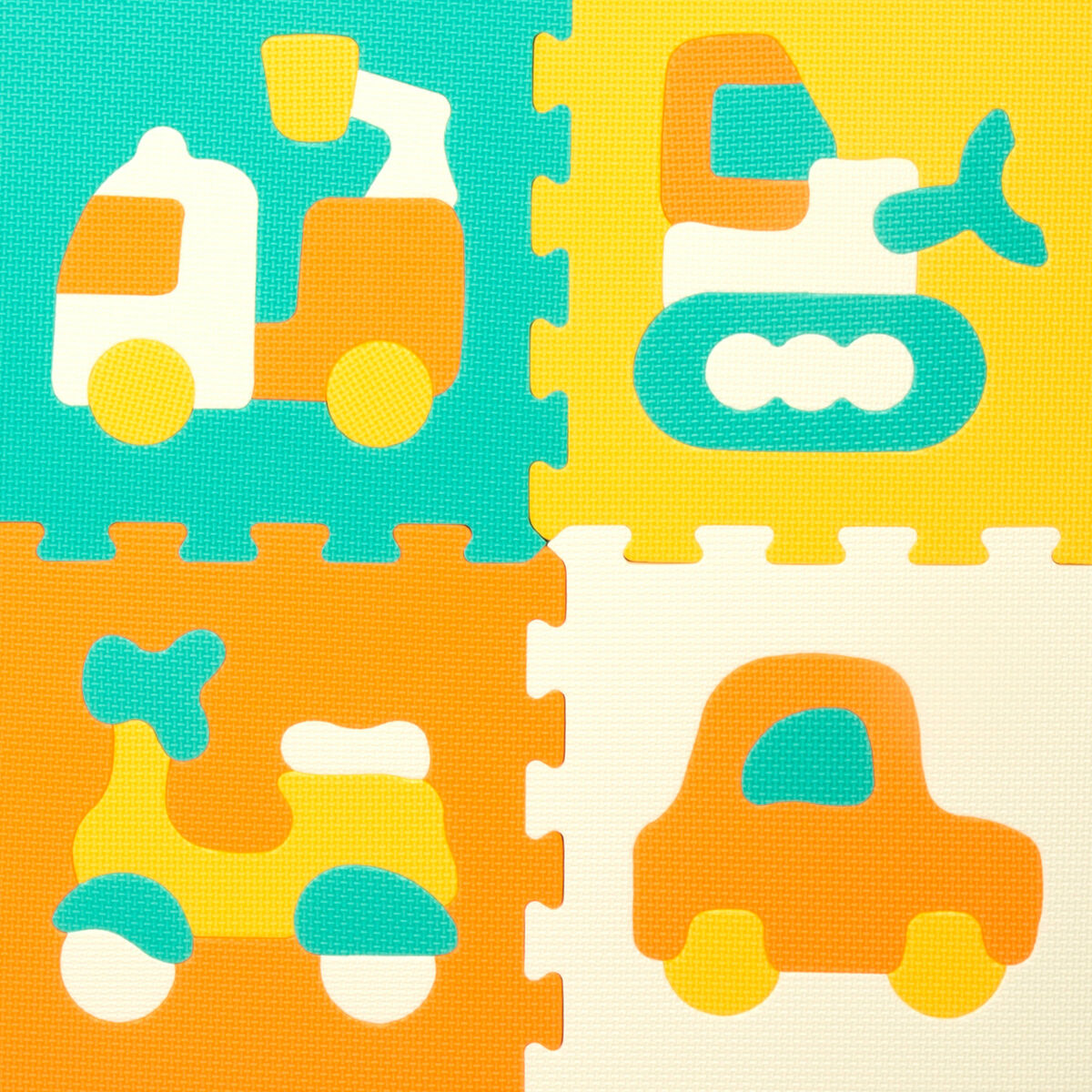 Alfombra de Puzzle Colorbaby Multicolor Plástico EVA 90 x 90 cm Vehículos 9 Piezas (4 Unidades)