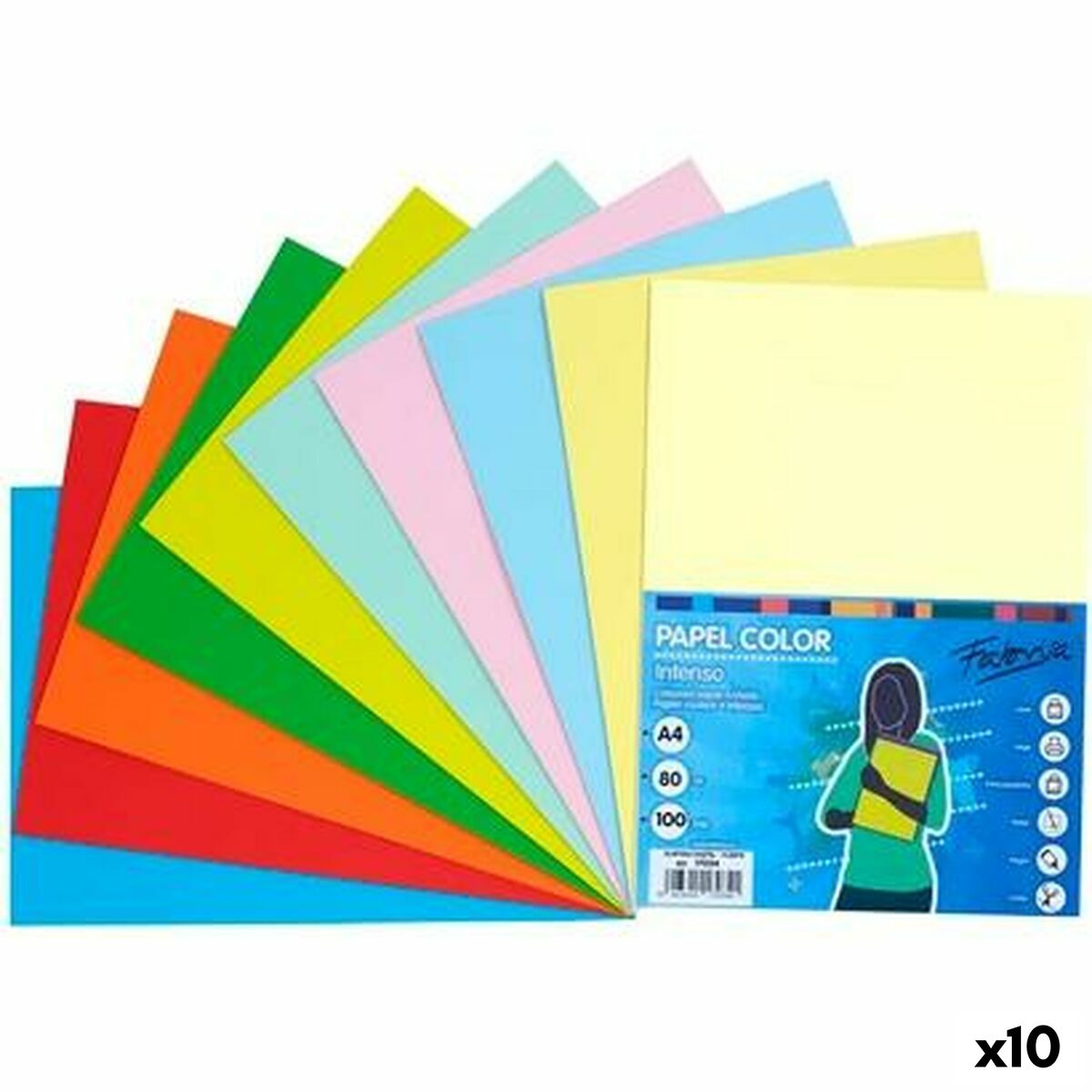 Papel para Imprimir Fabrisa Multicolor A4 100 Hojas (10 Unidades)
