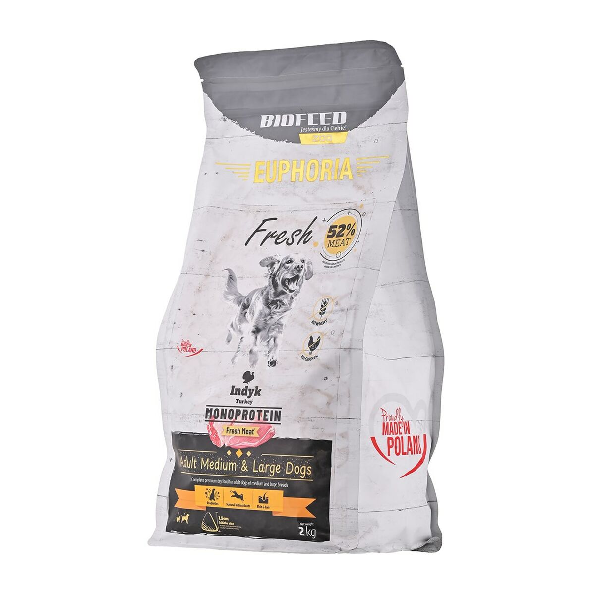 Pienso Biofeed Euphoria Fresh Adult Medium & Large Monoprotein Turkey Pavo 2 Kg Adulto 2,3 Kg