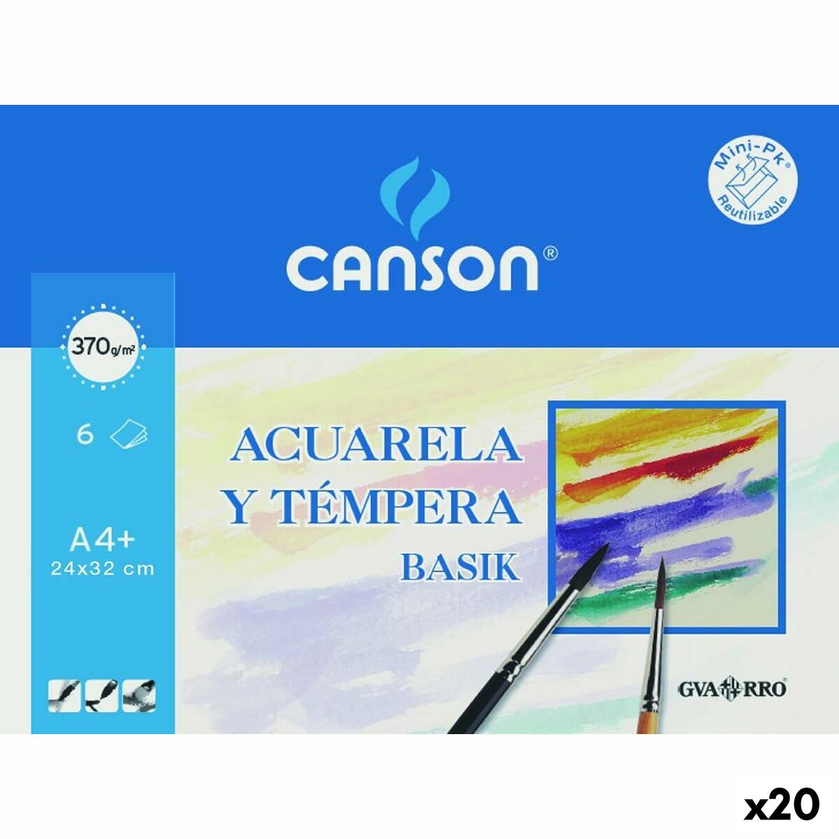 Papel de acuarela Canson Basik 6 Hojas (20 Unidades)