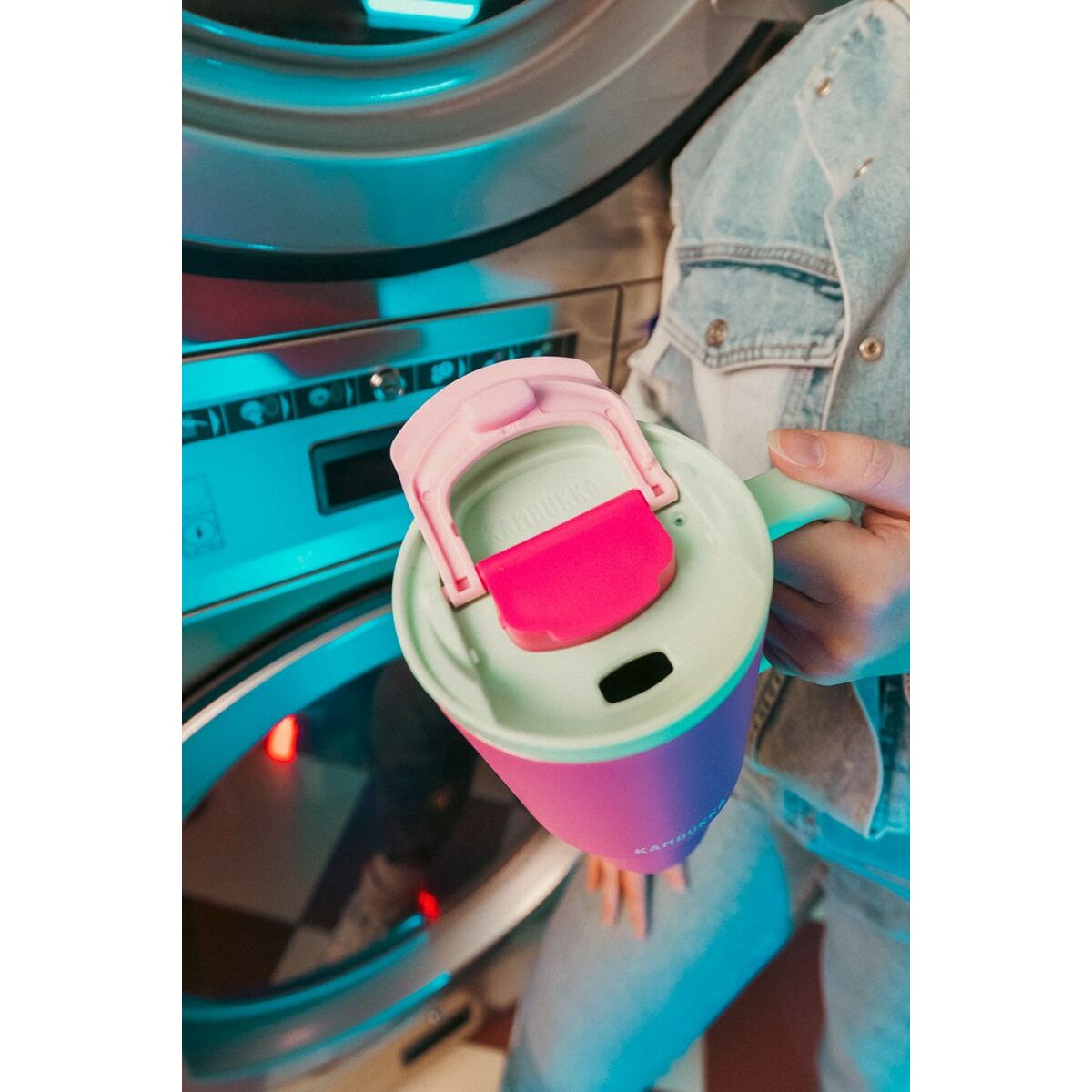 Taza Termo con Tapa Kambukka 11-08004 Verde Rosa Acero Inoxidable 950 ml