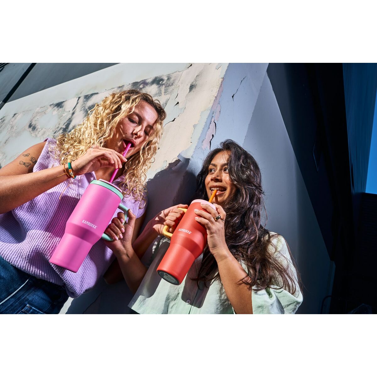 Taza Termo con Tapa Kambukka 11-08004 Verde Rosa Acero Inoxidable 950 ml