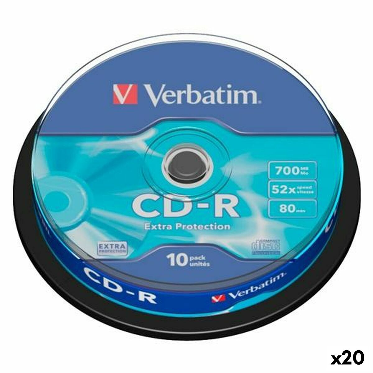 CD-R Verbatim EXTRA PROTECTION 700 MB 52x 10 Piezas (20 Unidades)