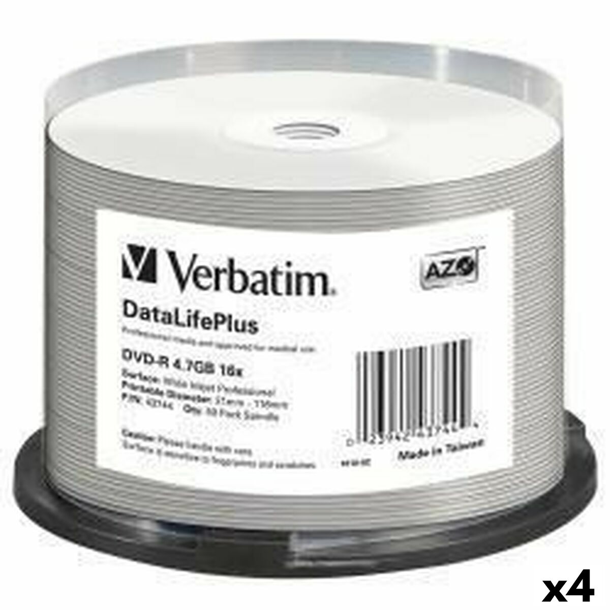 DVD-R Verbatim DATALIFE PLUS 4,7 GB 16x 50 Piezas (4 Unidades)
