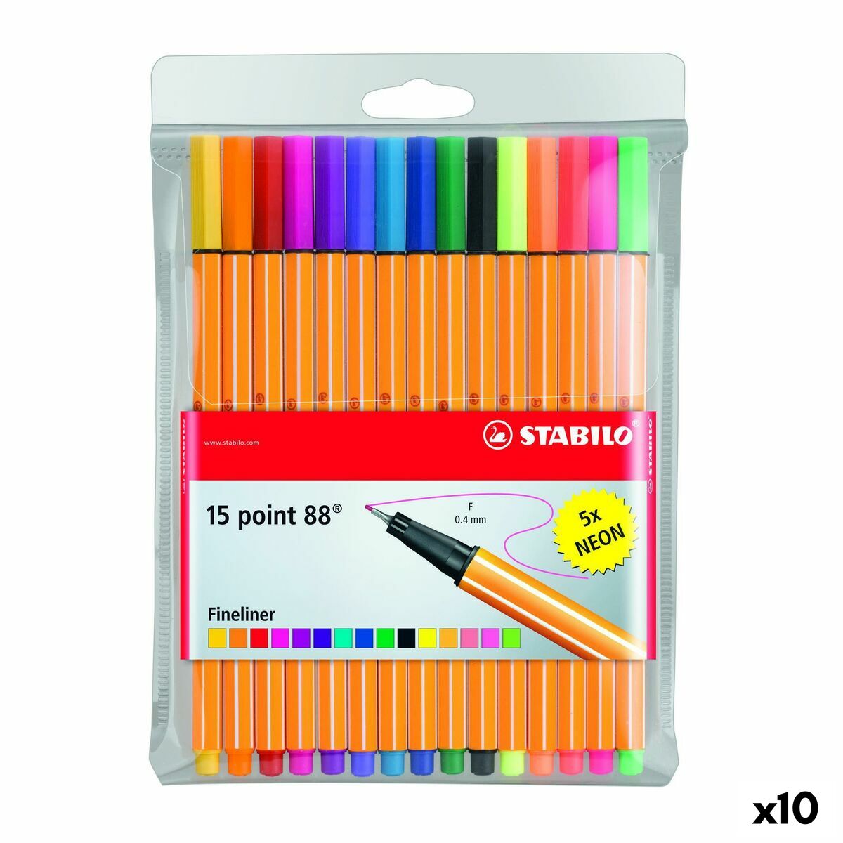 Set de Rotuladores Stabilo POINT 88 Multicolor 15 Piezas (10 Unidades)