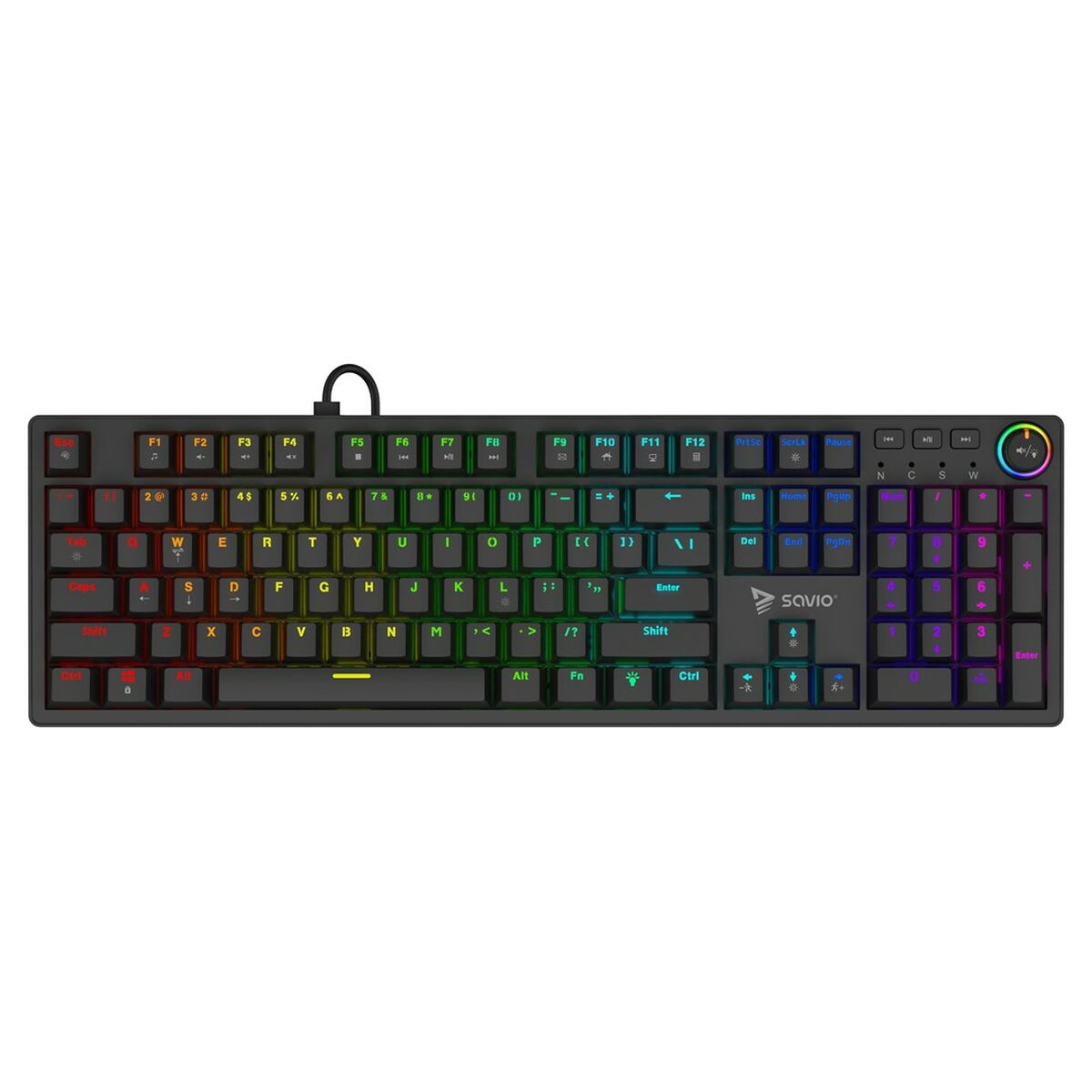 Teclado Savio STYX BROWN Negro Multicolor Qwerty US QZERTY