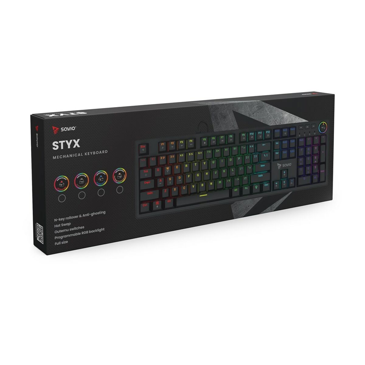 Teclado Savio STYX PEACH SILENT Negro Multicolor QWERTY