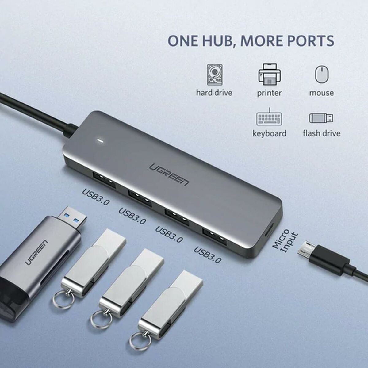 Hub USB Ugreen 64260 Gris