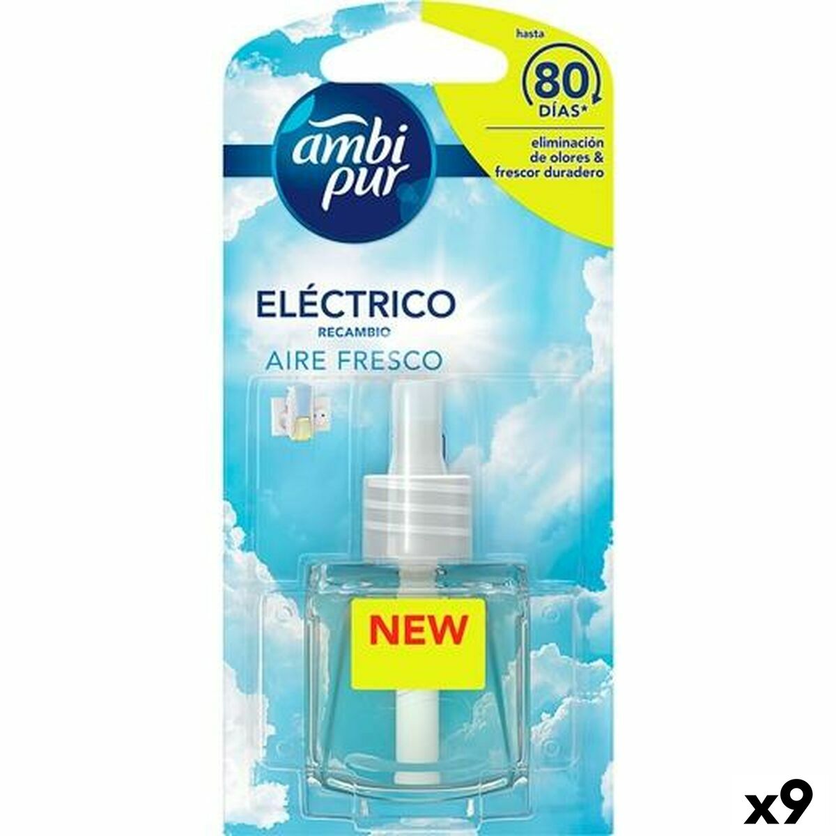 Recambio de Ambientador Eléctrico Ambi Pur AIRE FRESCO Aire limpio 21,5 ml (9 Unidades)
