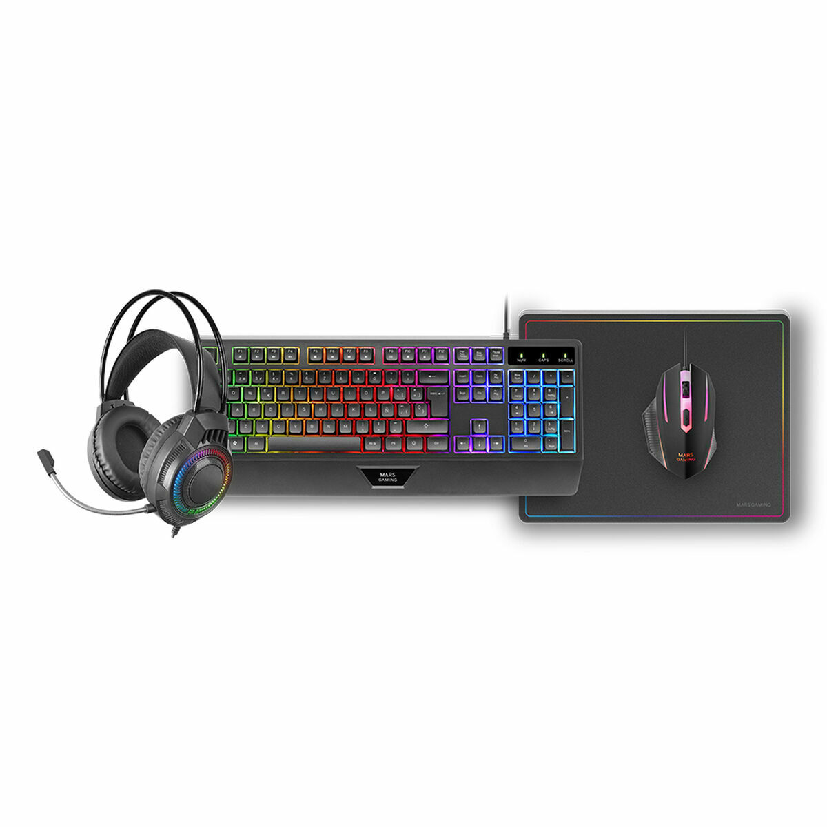 Teclado y Ratón Mars Gaming MCP124PROES Negro Multicolor Qwerty Español