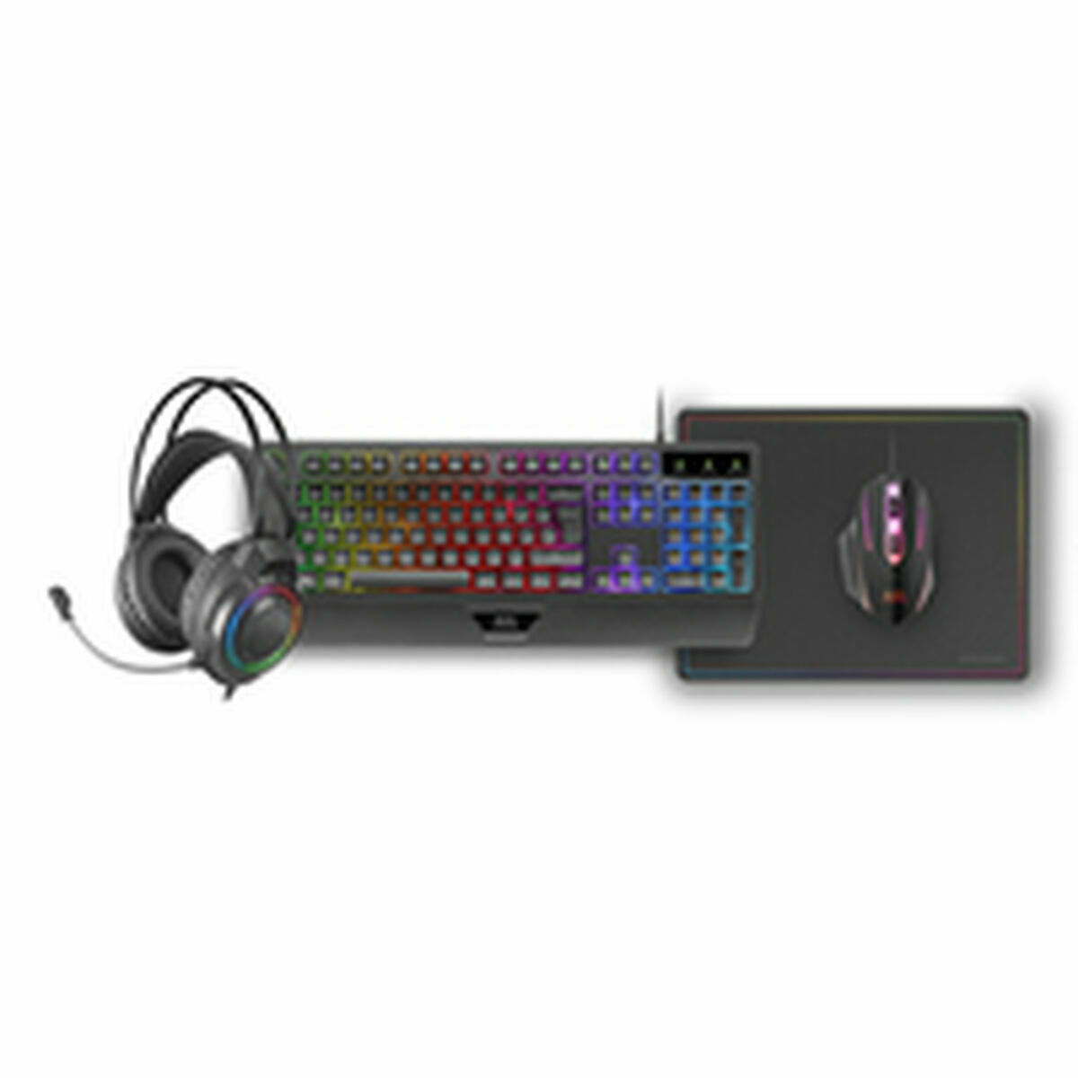 Teclado y Ratón Mars Gaming MCP124PROES Negro Multicolor Qwerty Español