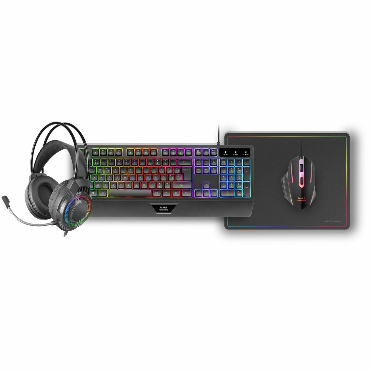 Teclado y Ratón Mars Gaming MCP124PROES Negro Multicolor Qwerty Español