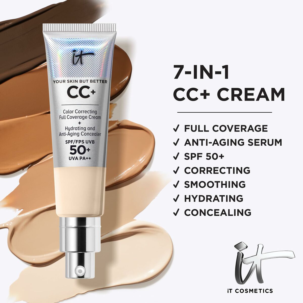 Crema Hidratante CC Cream It Cosmetics Your Skin But Better Beige Light Medium Spf 50