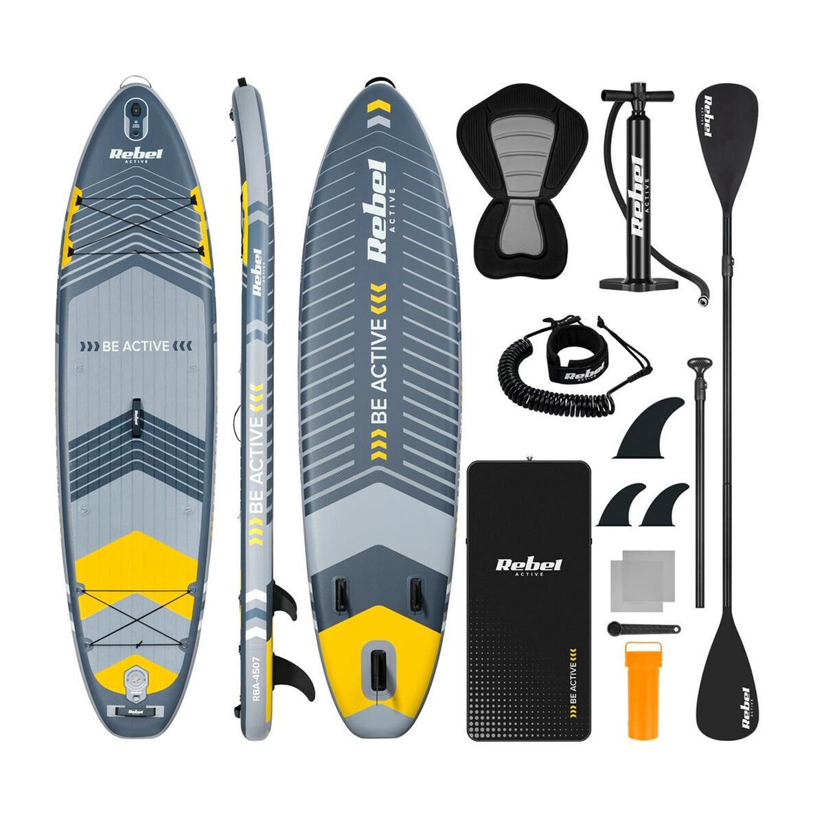 Tabla de Paddle Surf Hinchable con Accesorios Rebel RBA-4501 Gris