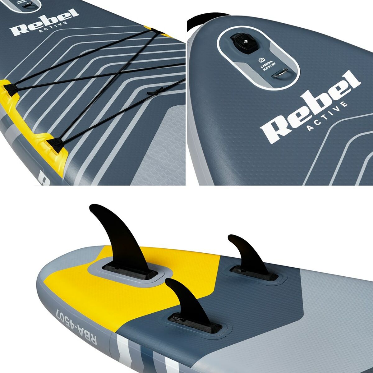 Tabla de Paddle Surf Hinchable con Accesorios Rebel RBA-4501 Gris