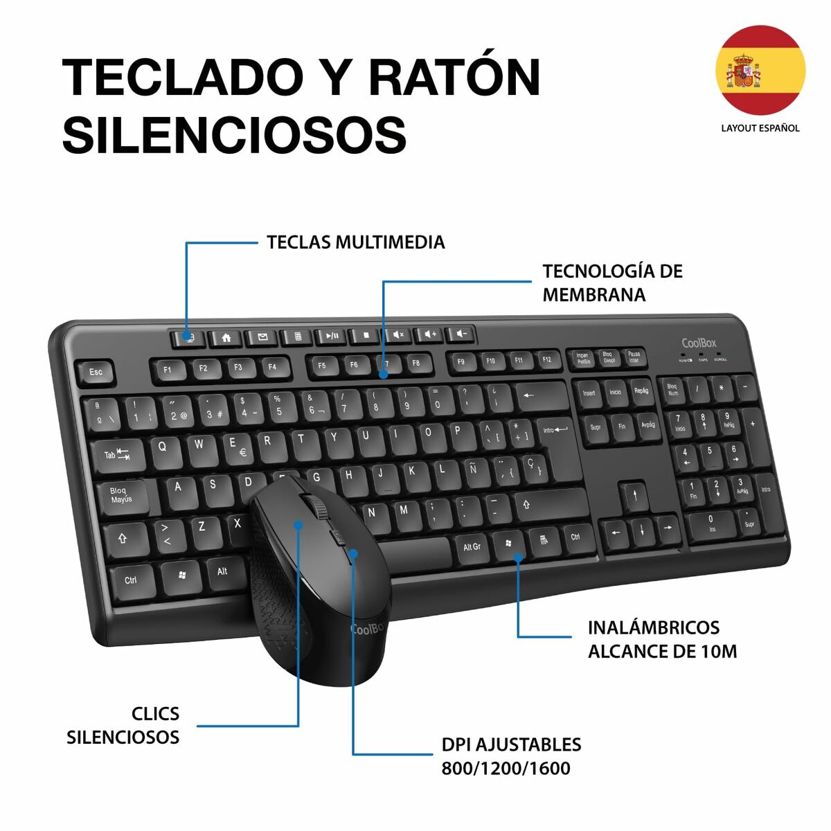 Teclado y Ratón CoolBox COO-KTR-03W